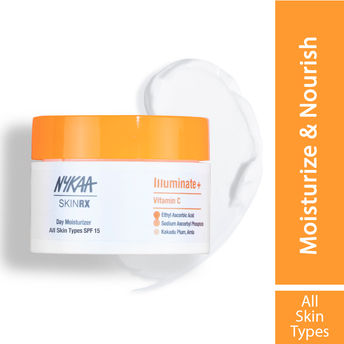 Nykaa Skinrx Illuminate + Vitamin C Face Day Moisturizer For Radiant Skin With SPF 15 Normal To Dry Skin 50g