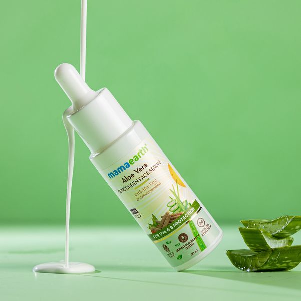 Aloe Vera Sunscreen Face Serum with Aloe Vera & Ashwagandha for UVA & B Protection - 30 ml